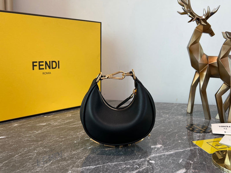 Elegant Black Belt Bag with Gold-Tone Letter Detailing