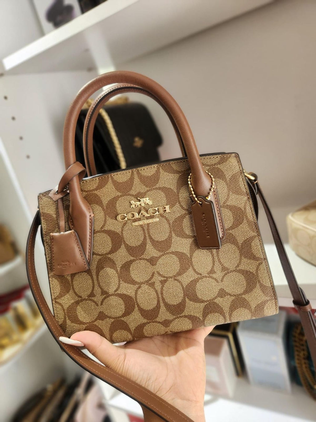 Classic Brown Signature Print hand Bag with Adjustable Strap