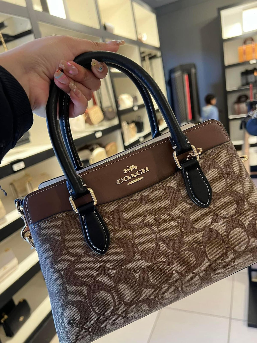 Luxury Signature Canvas Satchel Bag – Brown & Black