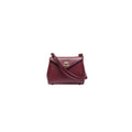 Elegant Burgundy Structured Shoulder Bag with Gold-Tone Clasp