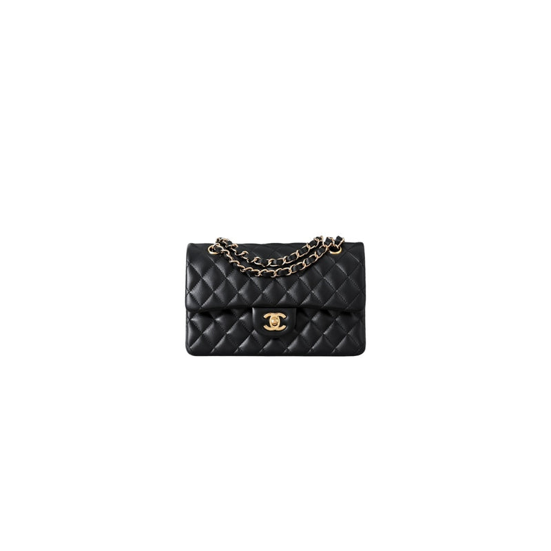 Elegant Black Quilted Shoulder Bag with Gold Chain Strap