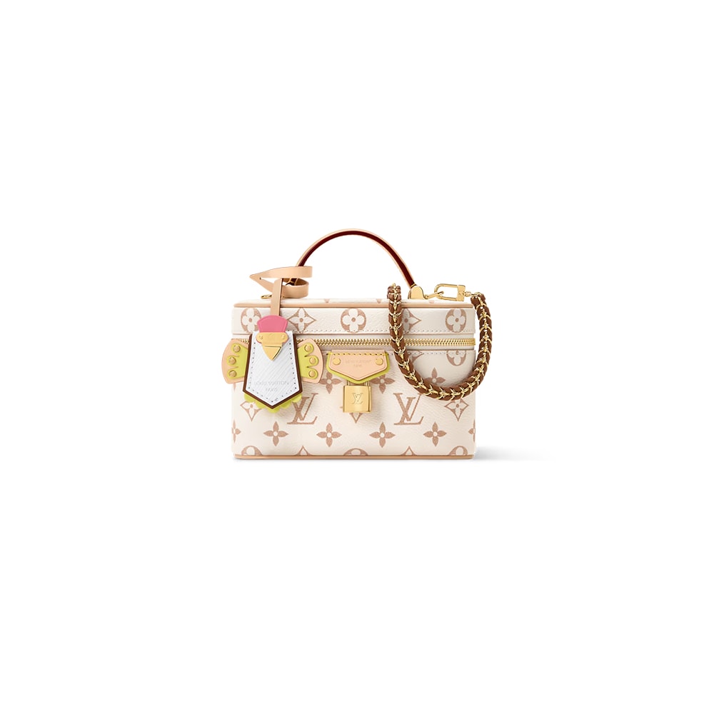 Elegant white Monogram Mini Satchel Bag with Gold Chain Detail
