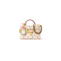Elegant white Monogram Mini Satchel Bag with Gold Chain Detail