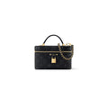 Elegant Black Monogram Mini Satchel Bag with Gold Chain Detail