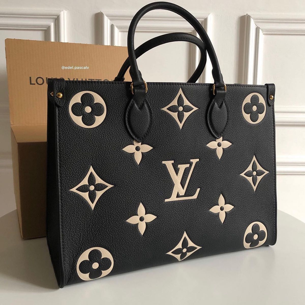 Black & Gold Monogram Structured Tote Bag