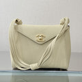 Elegant Cream Shoulder Bag with Gold-Tone Clasp