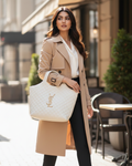 Quilted Cream Tote Bag – Luxury Oversized Designer Collection