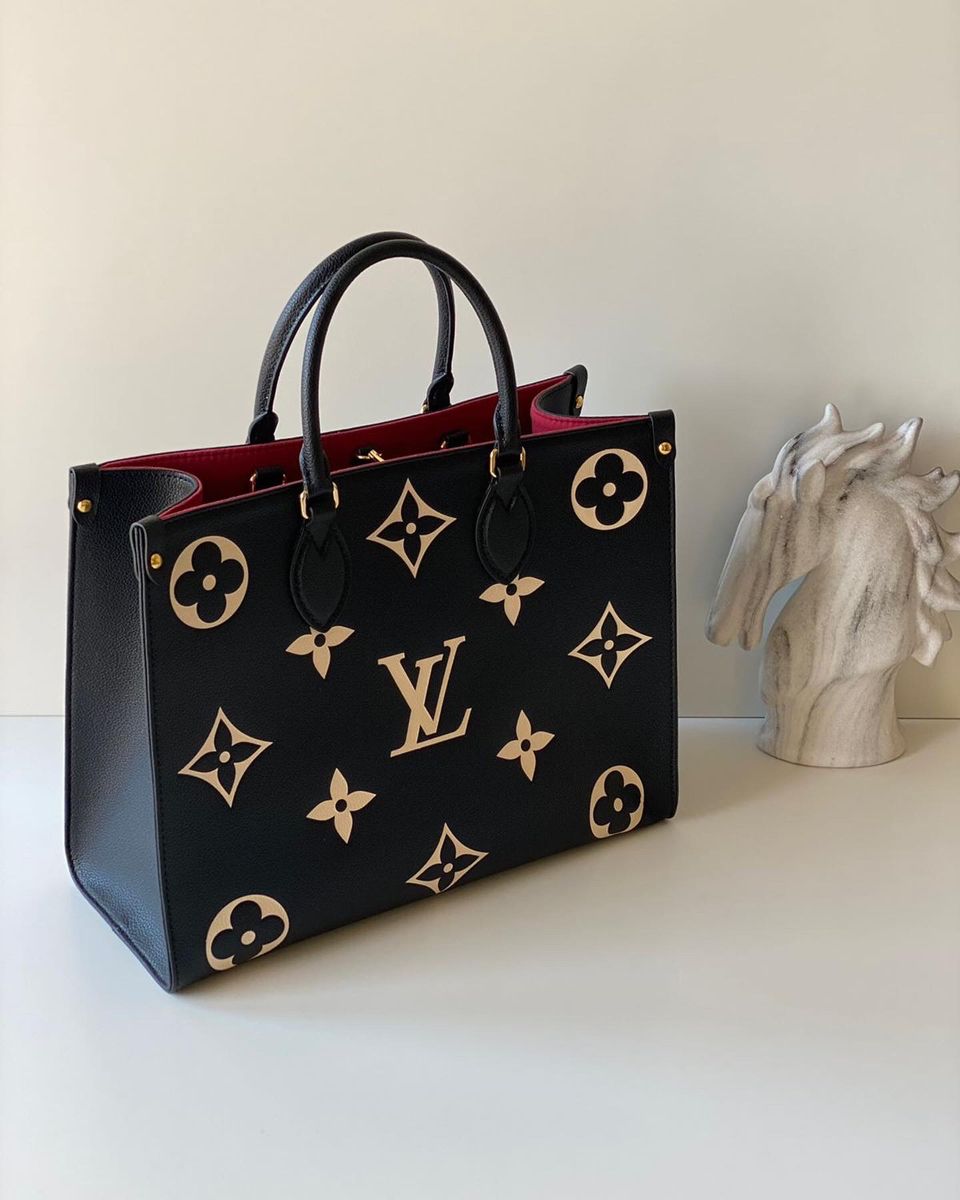 Black & Gold Monogram Structured Tote Bag