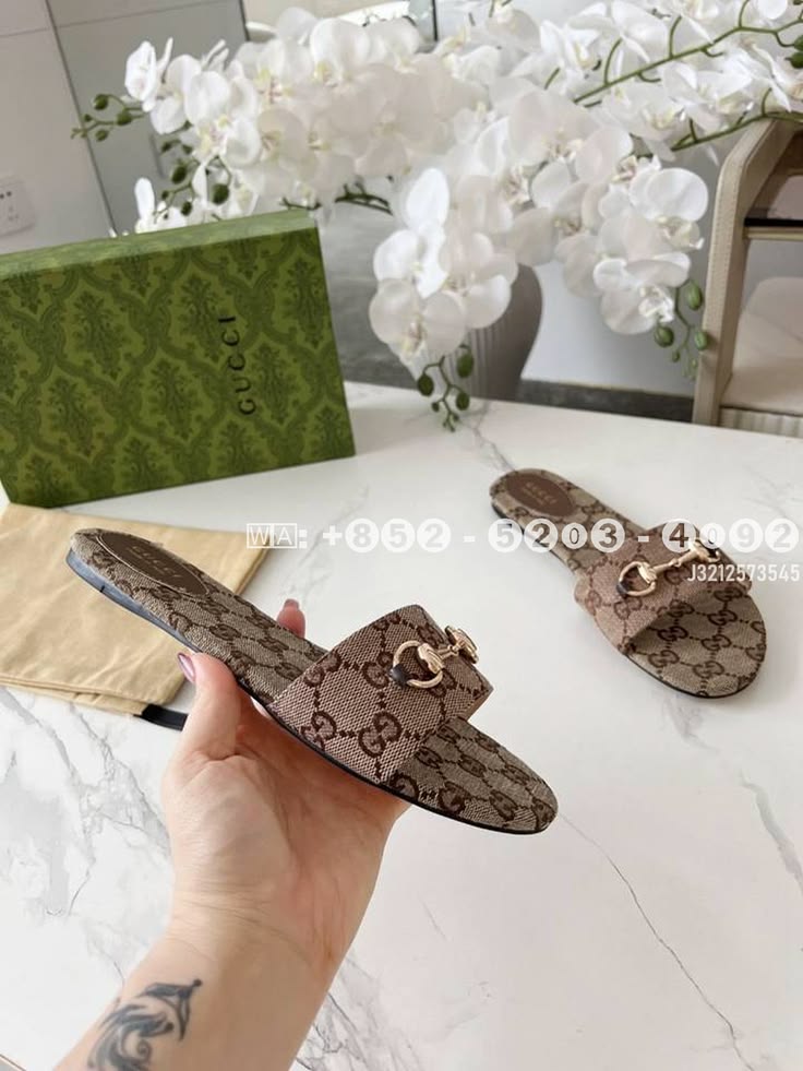 Women’s Beige GG Monogram Horsebit Slide Sandals