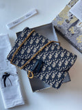 Elegant Dior Monogram Canvas Shoulder Bag with Gold-Tone Clasp