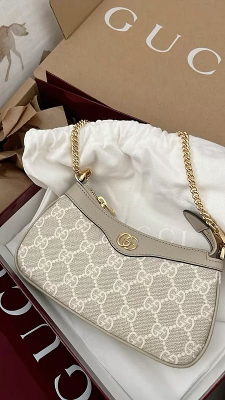 Elegant Beige Monogram Shoulder Bag with Matching Card Holder