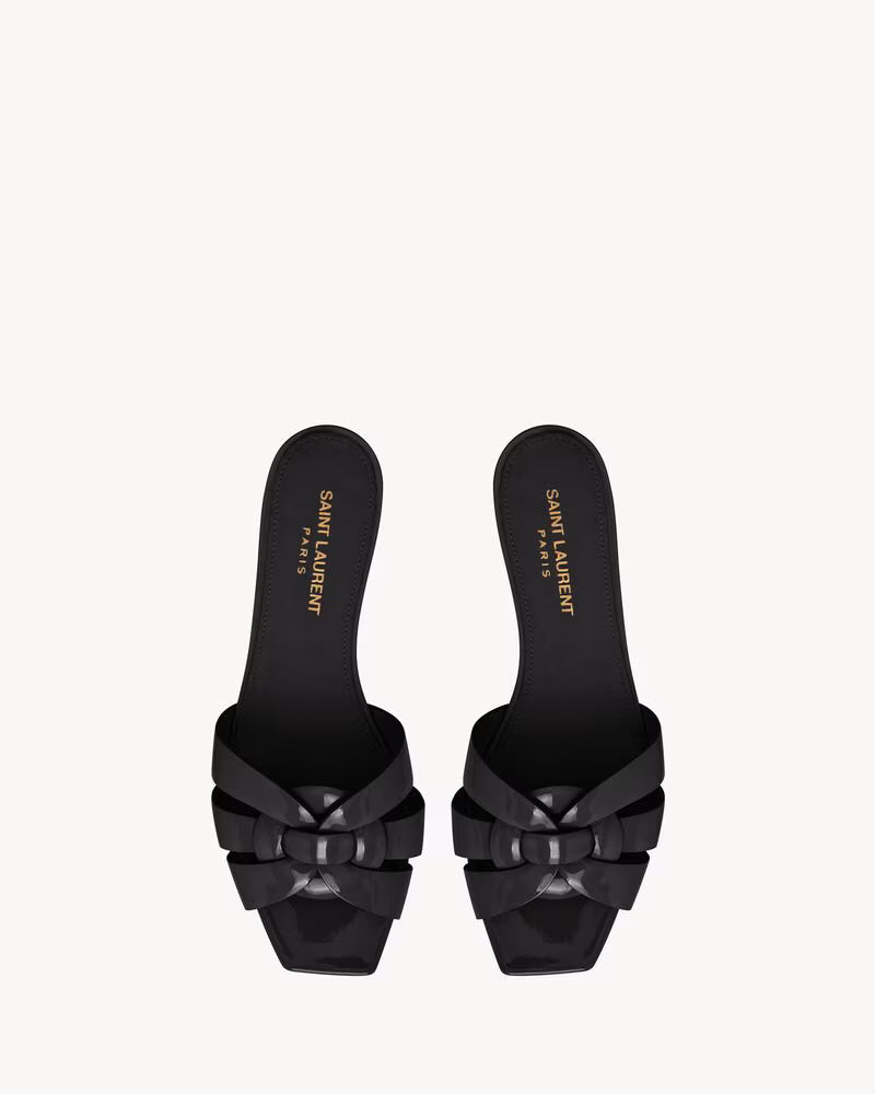 Elegant Black Bow Detail Slip-On Sandals