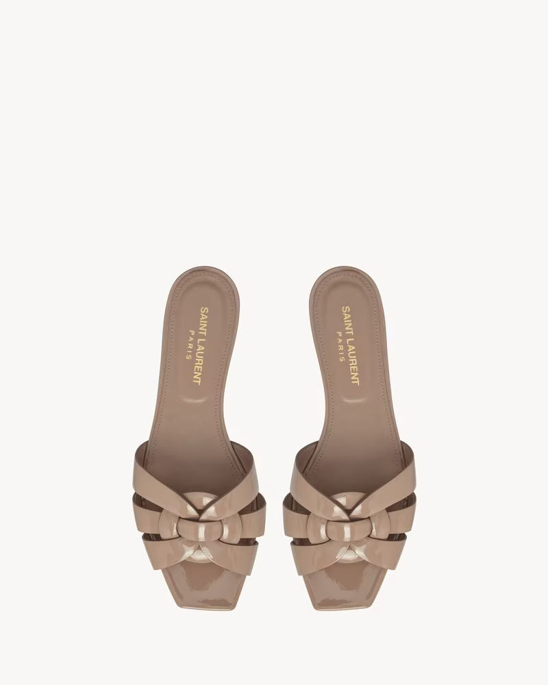 Elegant Nude Bow Detail Slip-On Sandals