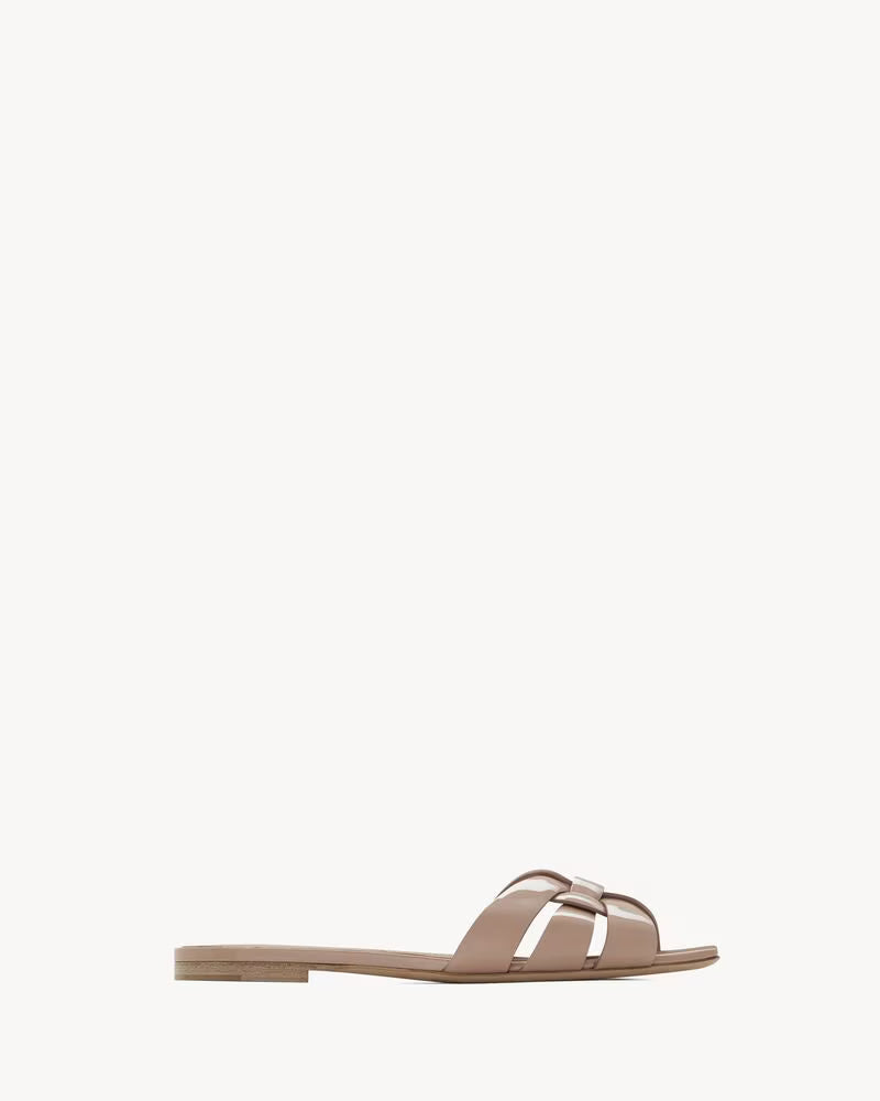 Elegant Nude Bow Detail Slip-On Sandals