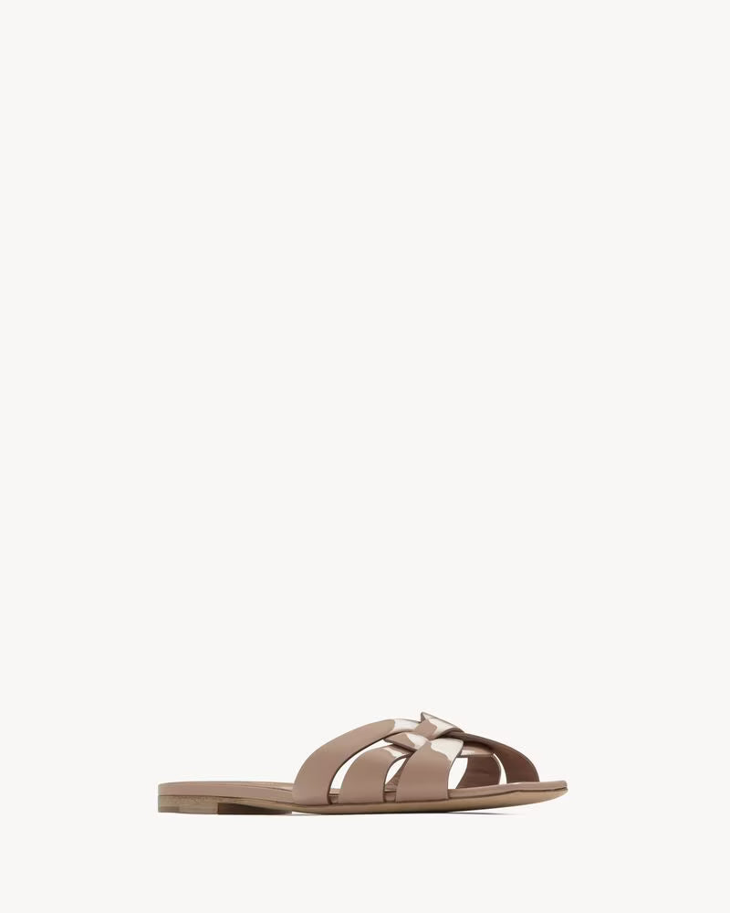 Elegant Nude Bow Detail Slip-On Sandals