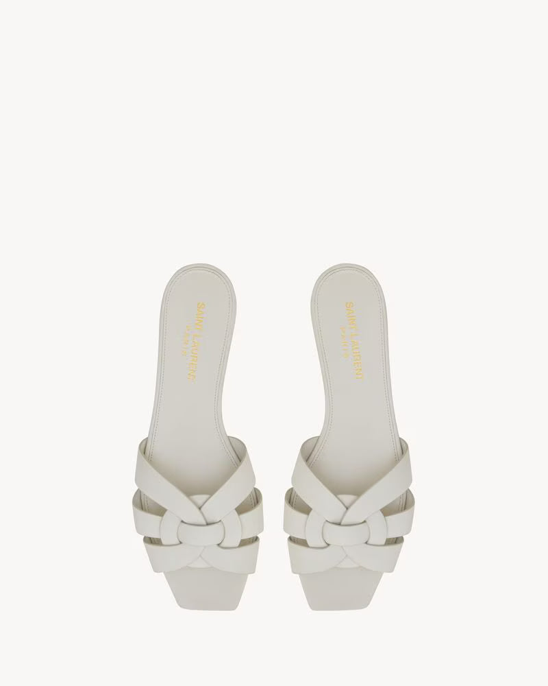 Elegant Ivory Bow Slide Sandals for Women