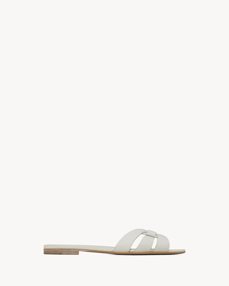 Elegant Ivory Bow Slide Sandals for Women