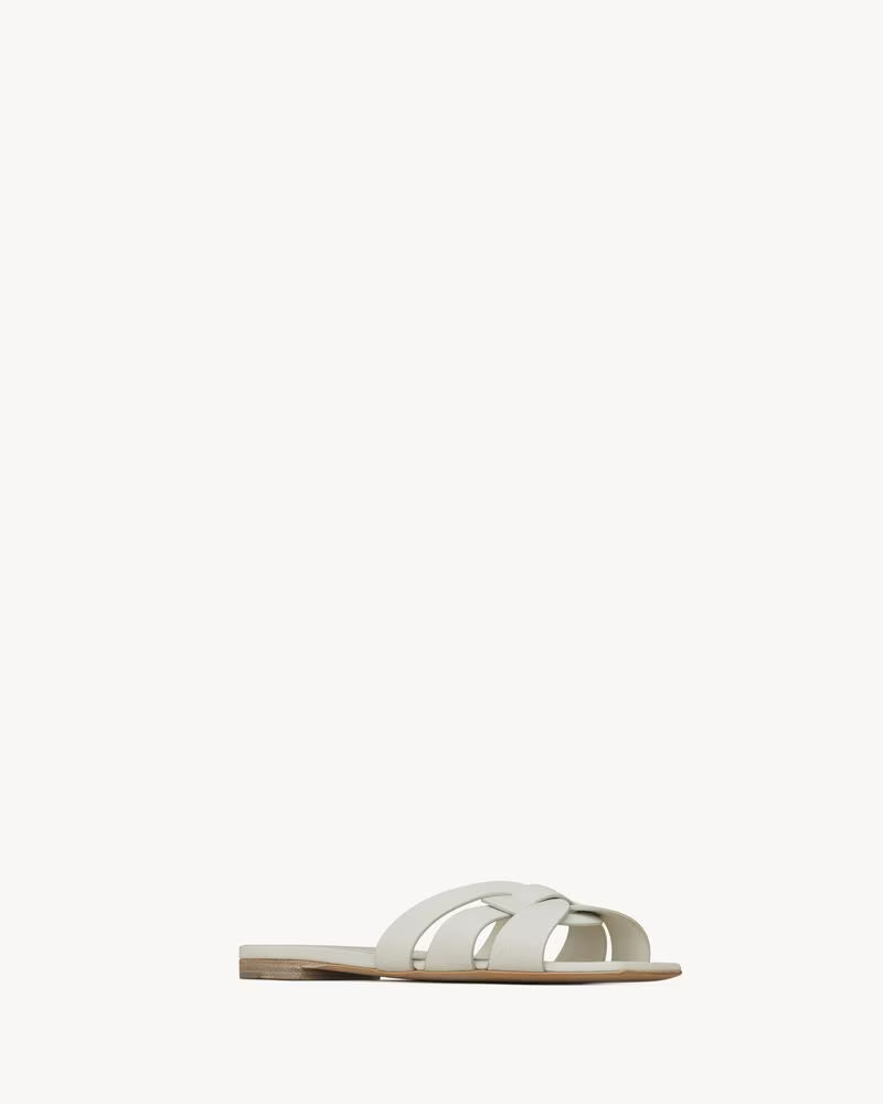 Elegant Ivory Bow Slide Sandals for Women