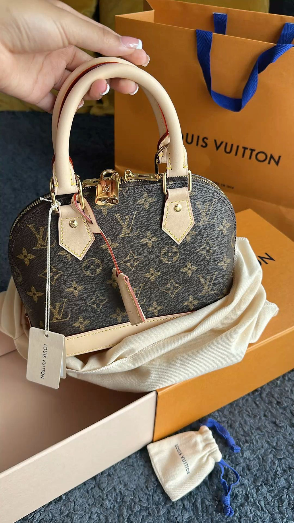 Brown Monogram Dome Handbag with Top Handles