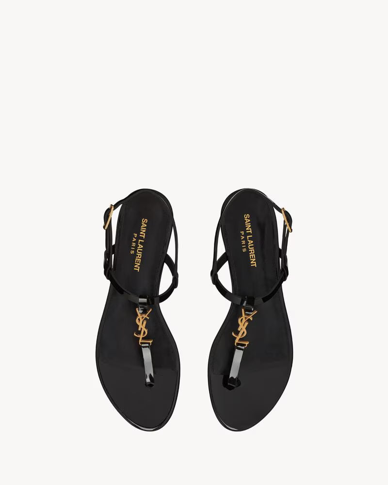 Elegant Black YSL-Inspired Strappy Flat Sandals for Women