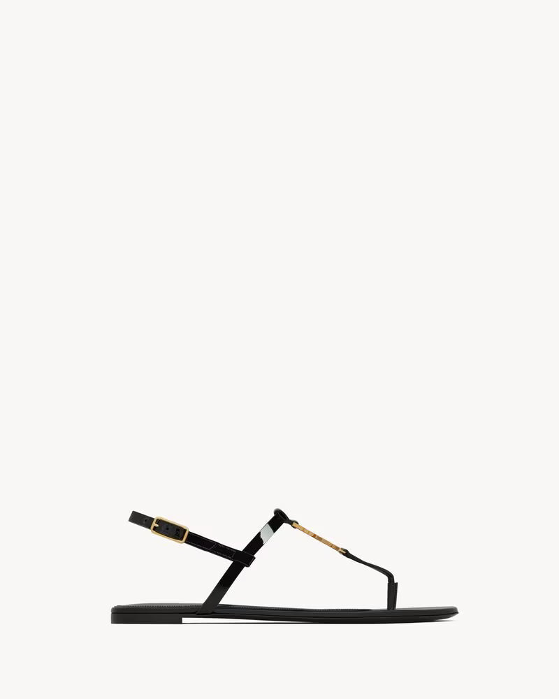 Elegant Black YSL-Inspired Strappy Flat Sandals for Women