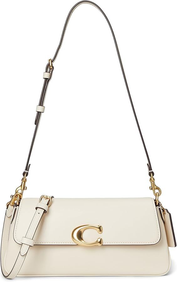 Elegant Cream Shoulder Bag with Gold-Tone C Clasp