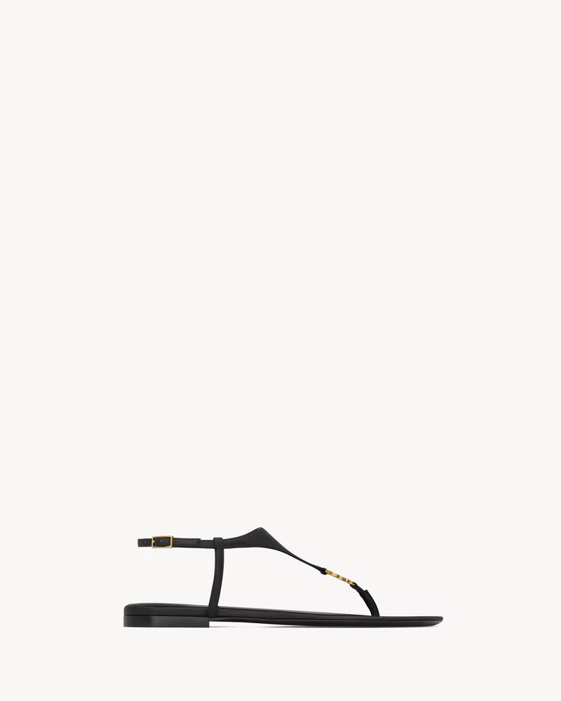 Elegant Black YSL-Inspired T-Strap Sandals for Women