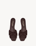 Elegant Chocolate Brown Bow Detail Slip-On Sandals