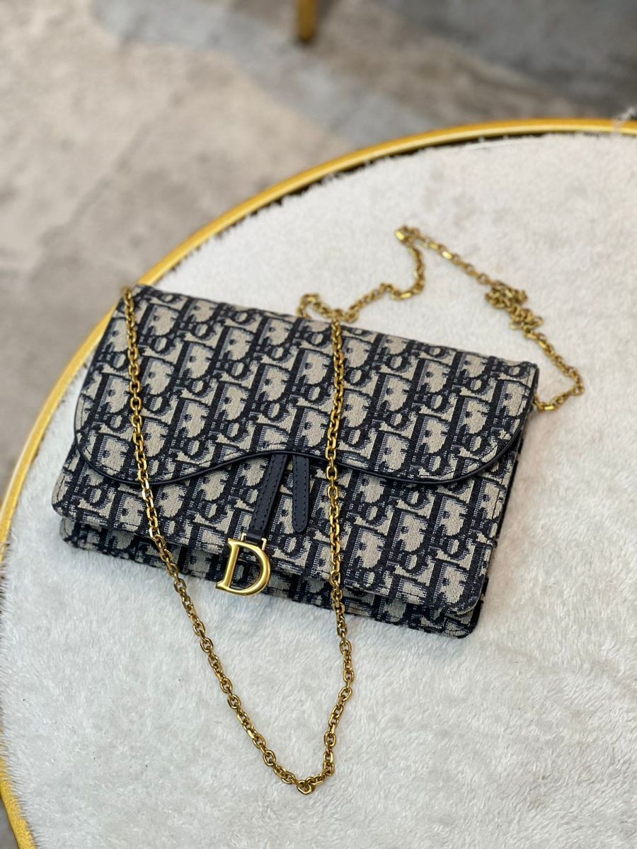 Elegant Dior Monogram Canvas Shoulder Bag with Gold-Tone Clasp