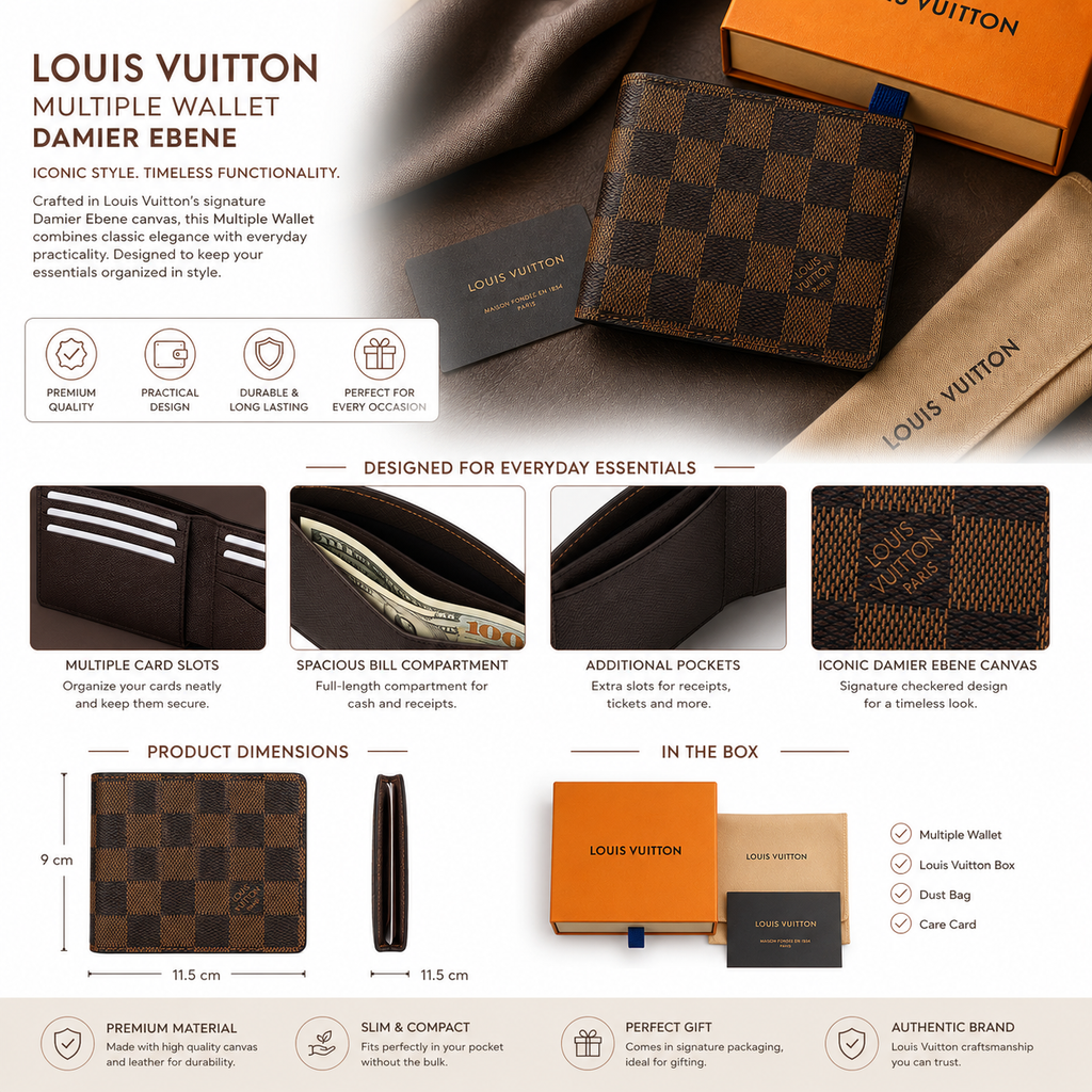 Premium Damier Pattern Multiple Wallet