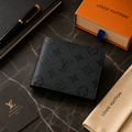 Premium Black Monogram Textured Bifold Wallet