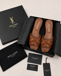 Elegant Brown Bow Slide Sandals for Women