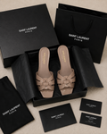 Elegant Nude Bow Detail Slip-On Sandals