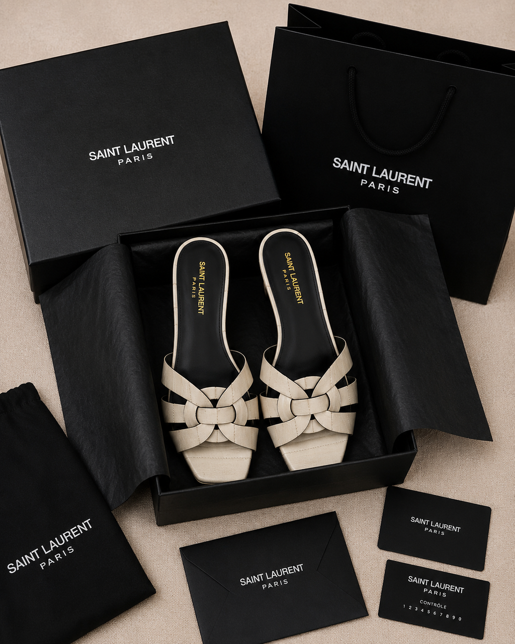 Elegant Cream Bow Slide Sandals for Women
