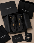 Elegant Black YSL-Inspired Strappy Flat Sandals for Women