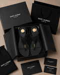 Elegant Black YSL-Inspired T-Strap Sandals for Women