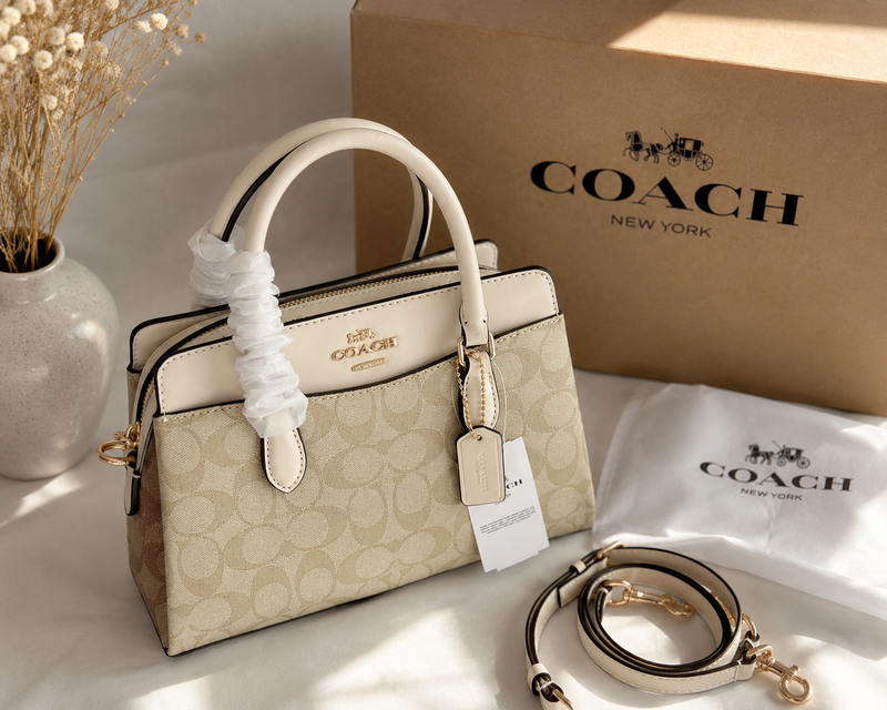 Luxury Signature Canvas Handbag – Cream & Beige