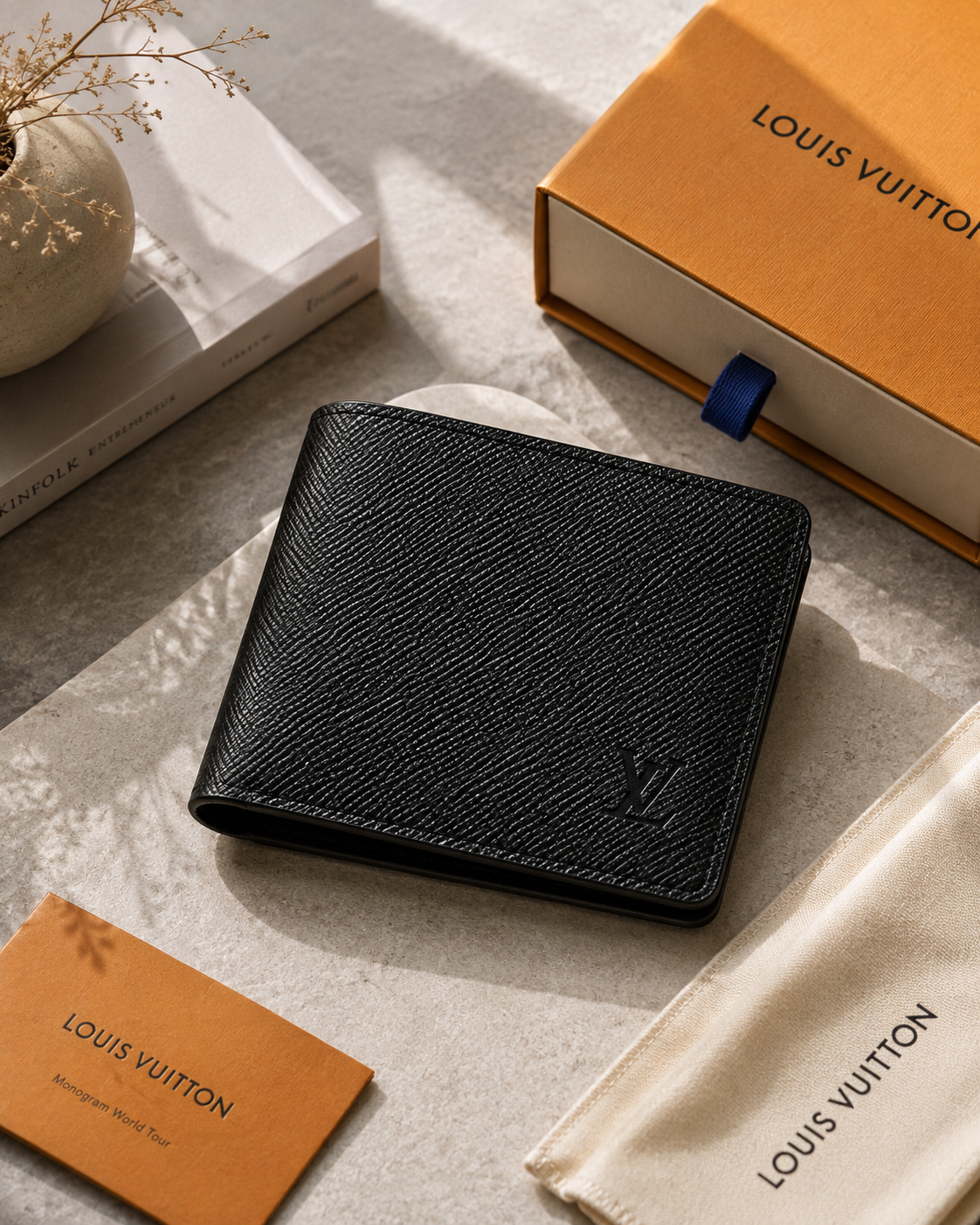 Premium Black Textured Bifold Wallet