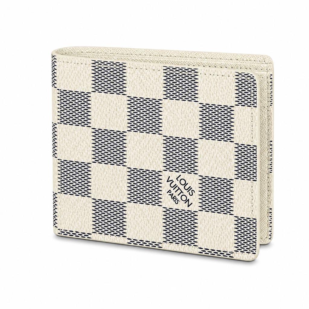 Premium Cream & Grey Checkerboard Multiple Wallet