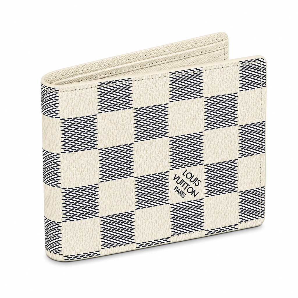 Premium Cream & Grey Checkerboard Multiple Wallet