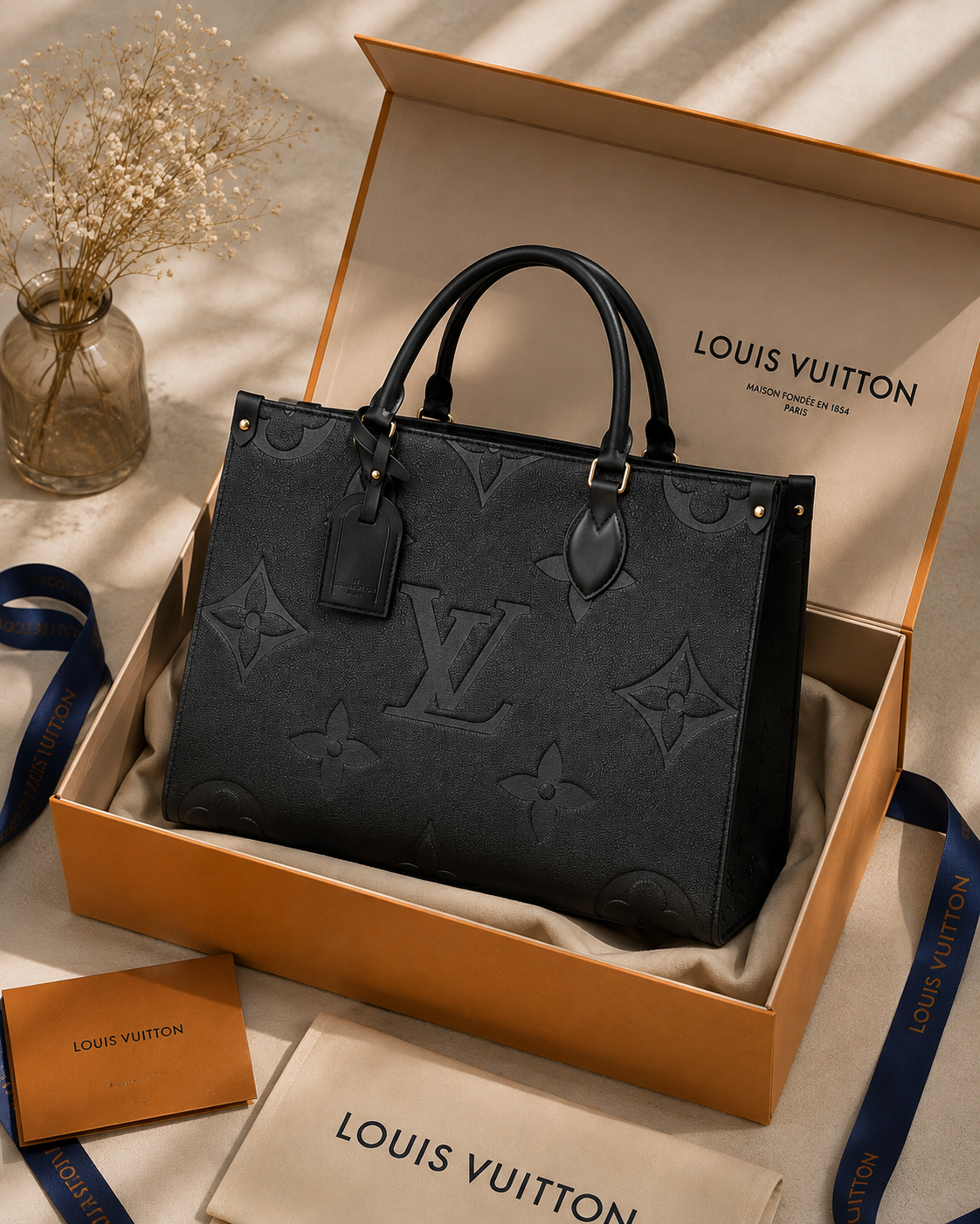 Black Monogram Luxury Tote Bag – Premium Handbag