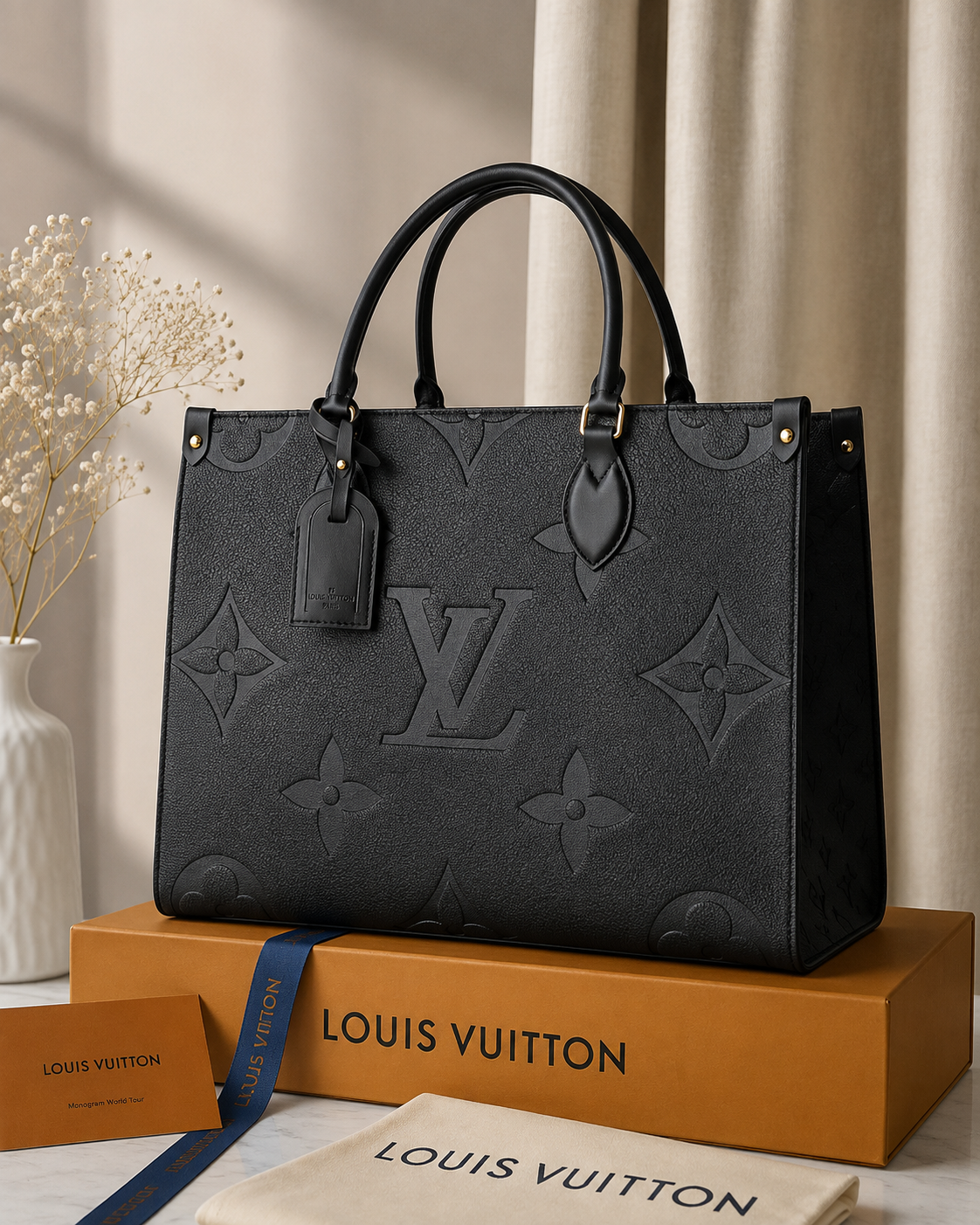 Black Monogram Luxury Tote Bag – Premium Handbag