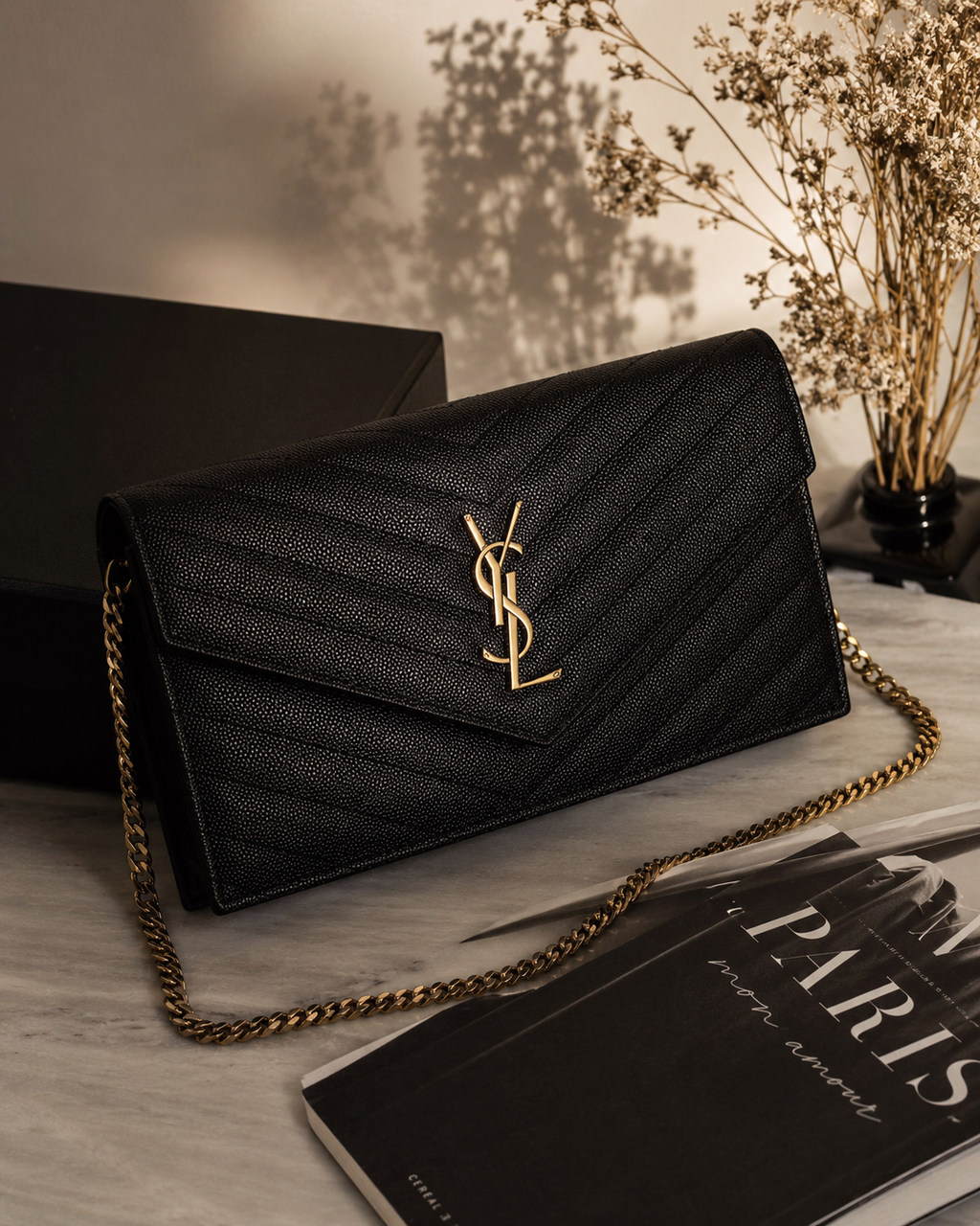 Luxury Quilted Chain Shoulder Bag – Black