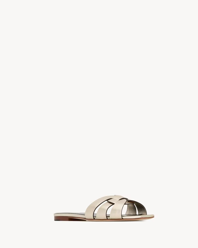 Elegant Cream Bow Slide Sandals for Women