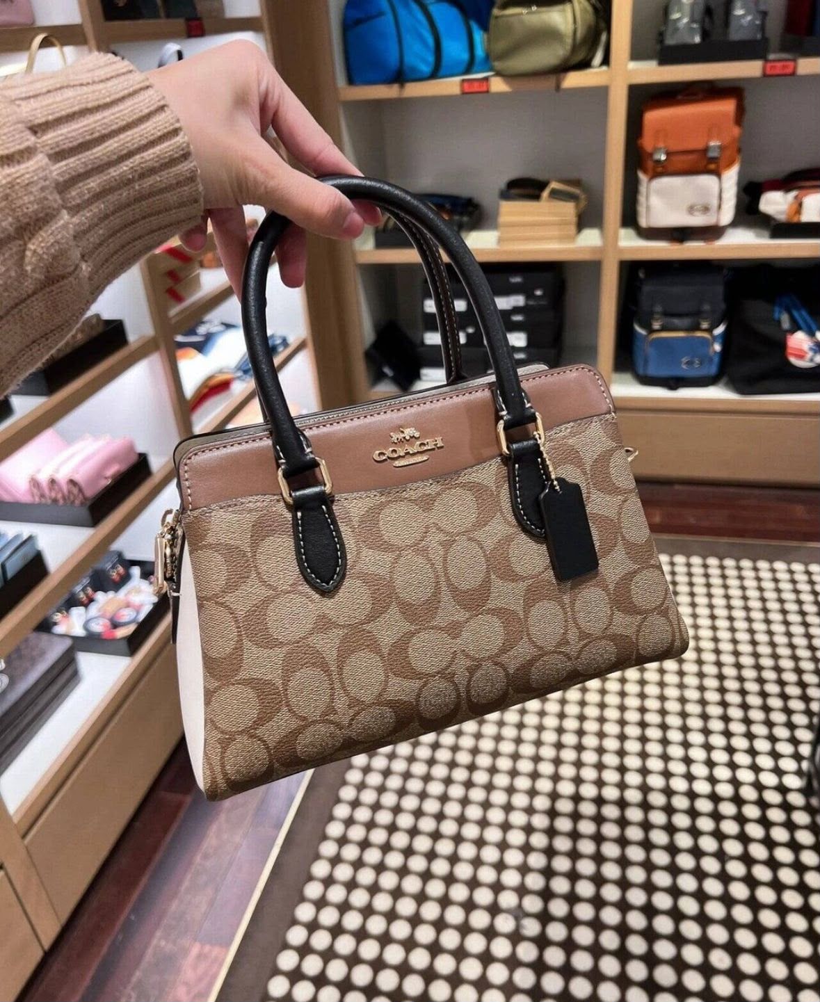 Luxury Signature Canvas Satchel Bag – Brown & Black