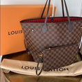 Brown Checkered Structured Tote Bag with Matching Pouch