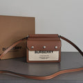 Elegant Brown & Cream Canvas Flap Crossbody Bag