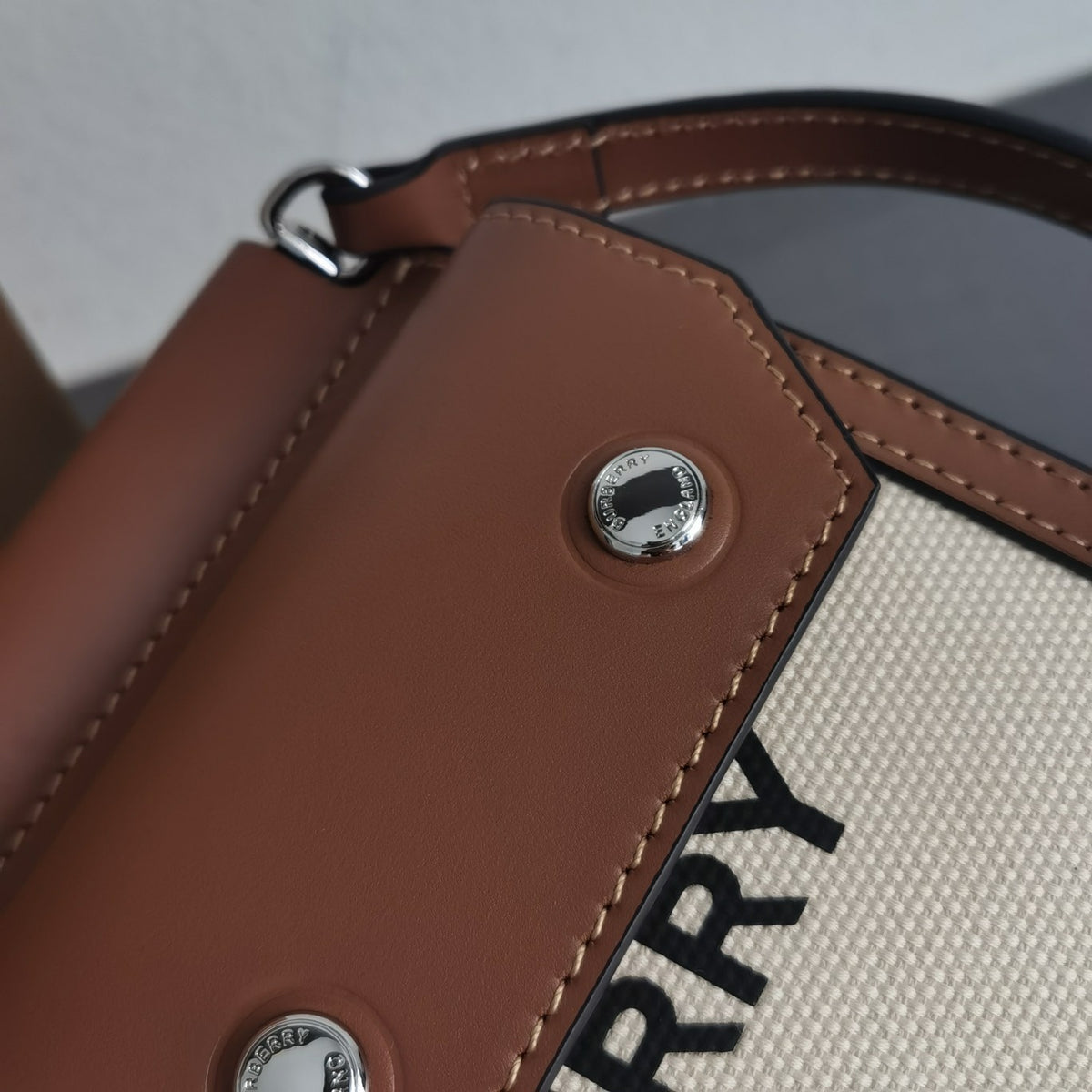 Elegant Brown & Cream Canvas Flap Crossbody Bag