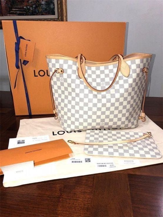 White & Grey Checkered Tote Bag with Matching Pouch