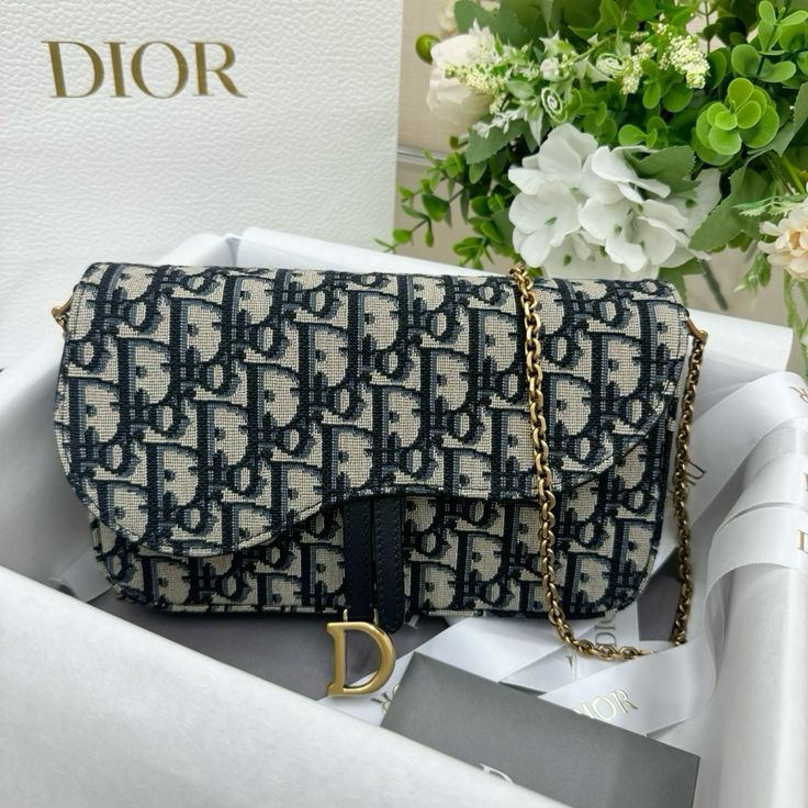Elegant Dior Monogram Canvas Shoulder Bag with Gold-Tone Clasp